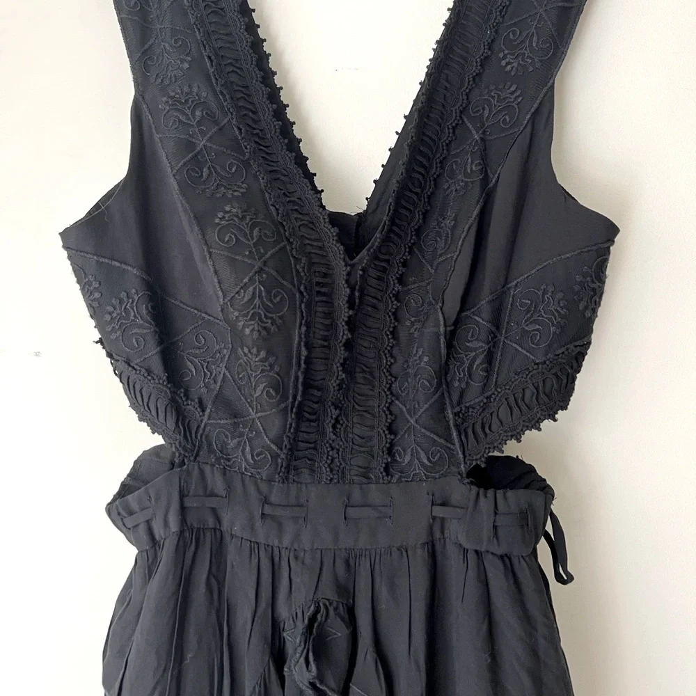 Free People Honeysuckle Rose Cut-Out Mini Dress Black Womems Size 6 ❤️NWT - Picture 7 of 8